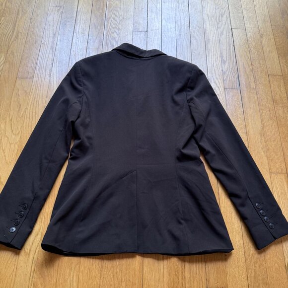 Norma Kamali Size 12 Black One-Button Peak Lapel Single-Breasted Blazer Jacket - Picture 12 of 12